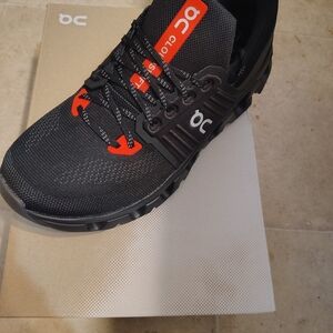On Men's Black and Red Athletic Shoes